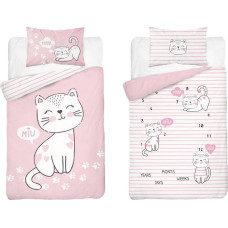 Kokvilnas gultasveļa 100x135 3672 B Cat Kitten Cats pink paws cat 2979 spilvendrāna 40x60 bērniem