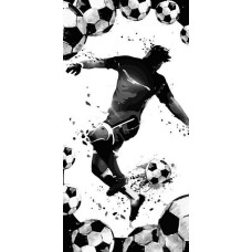 Pludmales dvielis 70x140 Futbolists jauniešu futbols 3507 futbols balts pelēks melns fanam kokvilna