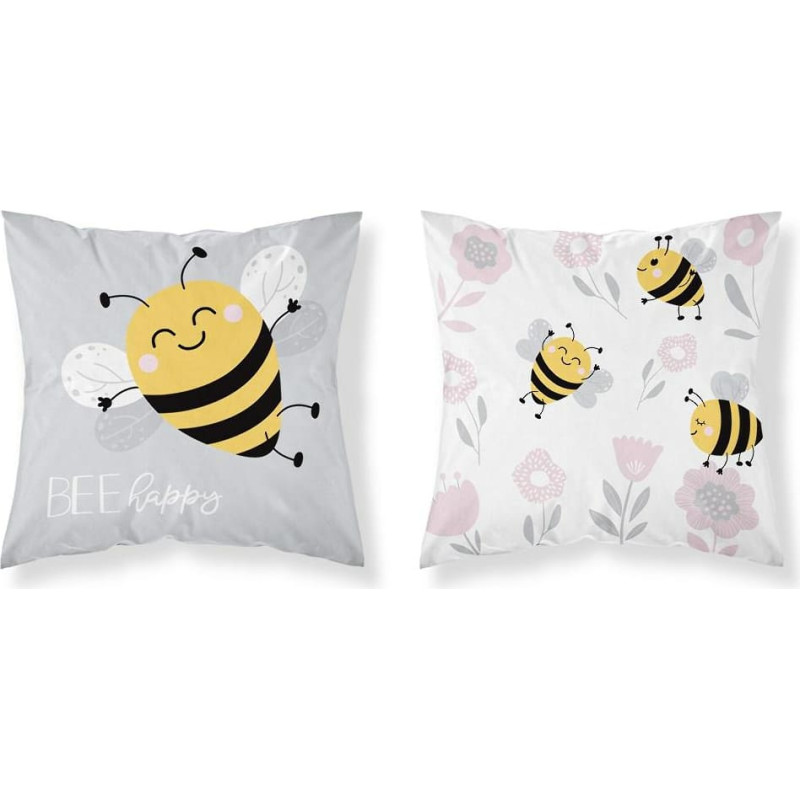 Bērnu kokvilnas spilvendrāna 40x40 Bee 3616 B pelēki balti ziedi Kids 1