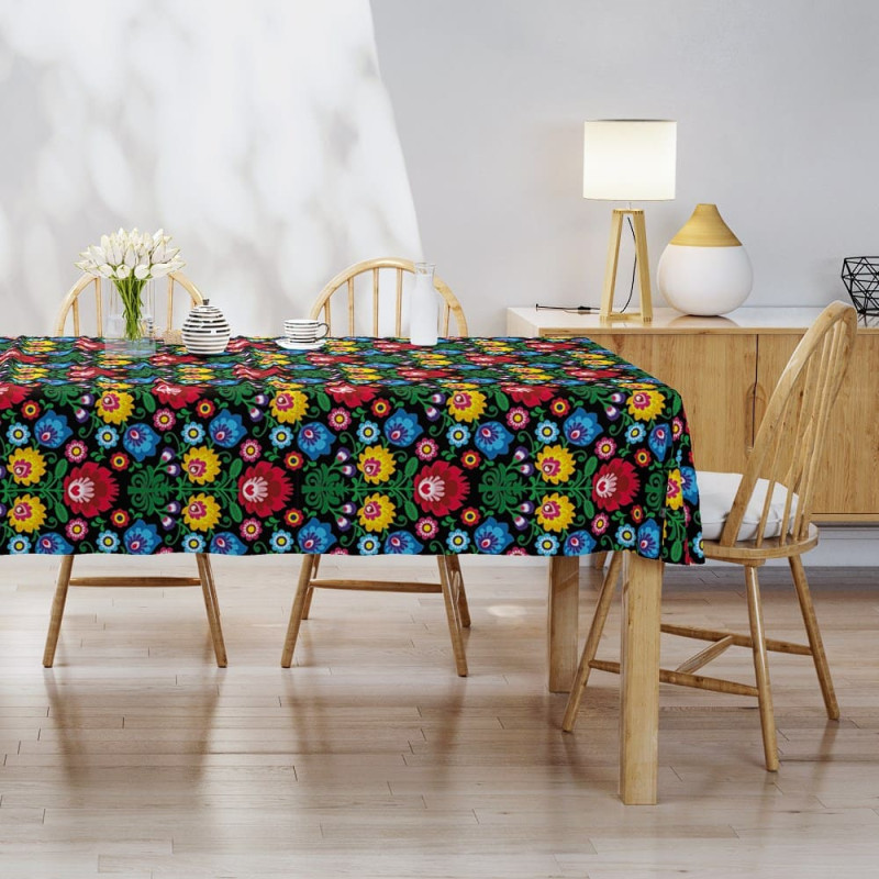 Galdauts 140x320 łowicki melns krāsains 3919 A ziedi Panama 99