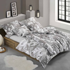 Kokvilnas gultas veļa 160x200 Gloris pelēkas baltas lapas Cottonlove Exclusive 5