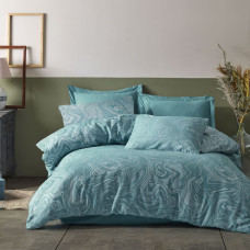Kokvilnas gultas veļa 160x200 marmora tirkīza marmora žakarda Cottonlove Jacquard