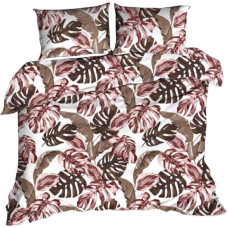 Mizas pakaiši 140x200 monstera lapas balti brūnas 1550N