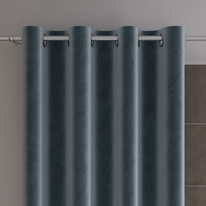 VELVI Gatavs aizkars ar cilpām, platums 140 x augstums 250cm, krāsa 063 zila VELVI0/ZGP/063/140250/1