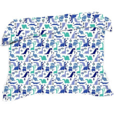 Kokvilnas segas pārvalks 160x200 1195E Dinosaurs zils safīrs tirkīzs