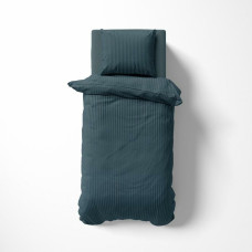 Damaskas gultas veļa 140x200 džinsa tumši zilas vienkrāsainas svītras 1 cm Pure