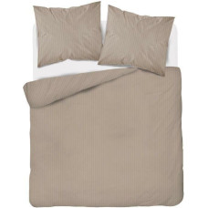 Damaskas gultas veļa 180x200 taupe tumši bēša vienkrāsainas svītras 1 cm Pure