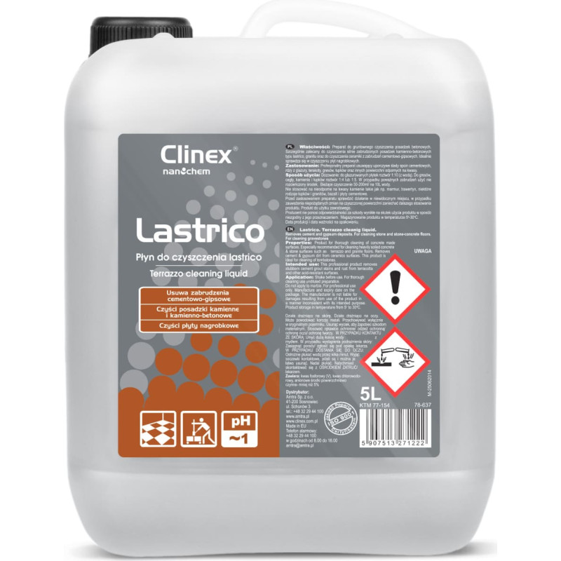 Clinex Lastrico 5L šķidrums akmens un betona grīdu tīrīšanai