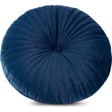 Dekoratīvais spilvens 40 cm Samts, tumši zils, apaļš