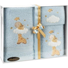 Dvieļu komplekts T/0499 3 gab Baby 41 30/50 50/90 70/140 zils dāvanu komplekts 450g/m2