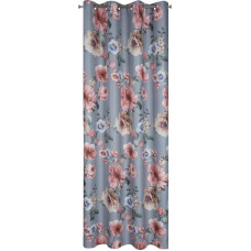 Aizkars 140x250 Gaja sudrabaini rozā ziedi gatavi ar uzmavām, aptumšošana