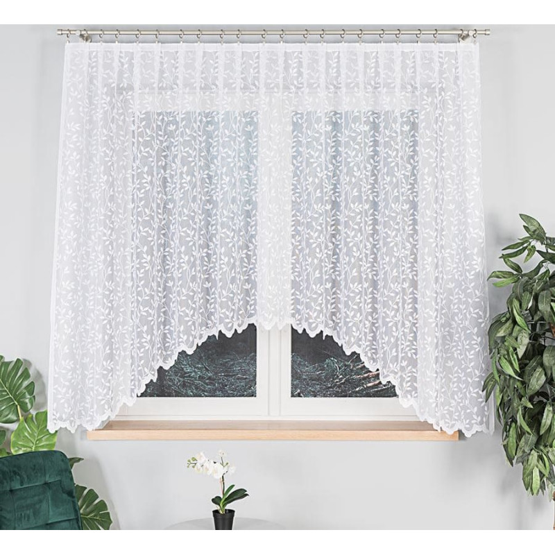 ZUZANNA Gatavs žakarda aizkars ar viscaur rakstu, platums 300 x augstums 160cm, krāsa 001 balta 023058/FBL/001/300160/1