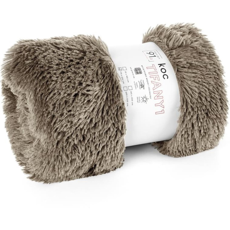 Sega gultas pārklājs 170X210 Tiffany 1 bēšs pinkains pleds D91