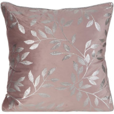 Dekoratīvā spilvendrāna 45x45 Samta sudraba zari, pūderrozā