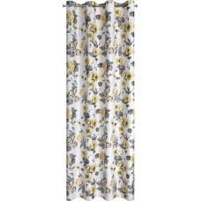 Aizkars 140x250 Delia balti dzelteni pelēki ziedi gatavi ar Z10 starplikām