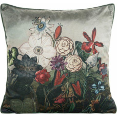 Dekoratīvā spilvendrāna 45x45 Samts 106 zaļš sarkans ar ziedu rakstu, samts