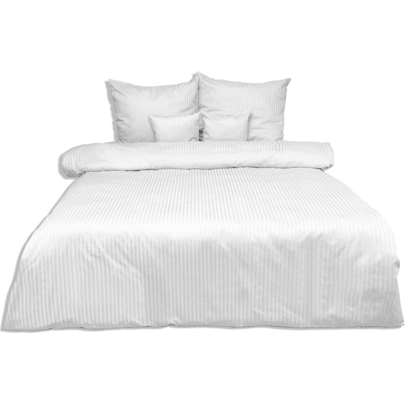 Damaskas gultasveļa 160x200 balta 01 vienkrāsaina 1cm svītras