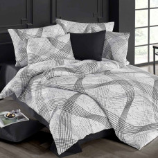 Kokvilnas gultasveļa 160x200 Barla baltas melnas līnijas Cottonlove Exclusive