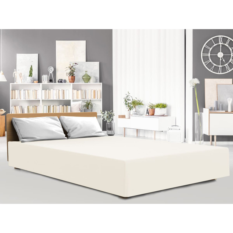 Džersija elastāna palags 180x200 ar ekru elastīgo joslu augstajam matracim 25 cm Luxury