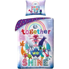 Kokvilnas gultas veļa 140x200 Trolls violeta spilvendrāna 70x90 Bērni 12