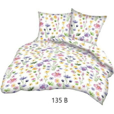 Kokvilnas spilvendrāna 40x40 balta pļava krāsaini ziedi 135b kokvilna Maks