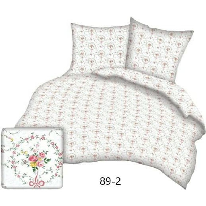 Kokvilnas gultasveļa 160x200 balti vainagi sarkani vainagi 89/2 kokvilna Max
