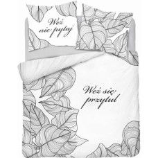 Kokvilnas gultasveļa 160x200 Nejautājiet, apskaujiet mani balts melns 4857 A Holland Home 73