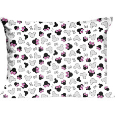 Kokvilnas spilvendrāna 40x40 130K pele balta melna rozā bantītes Kids 24