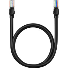 Baseus Kabelis Ethernet tīkla kabelis Cat 5 RJ-45 1000Mb/s vītā pāra 1m melns