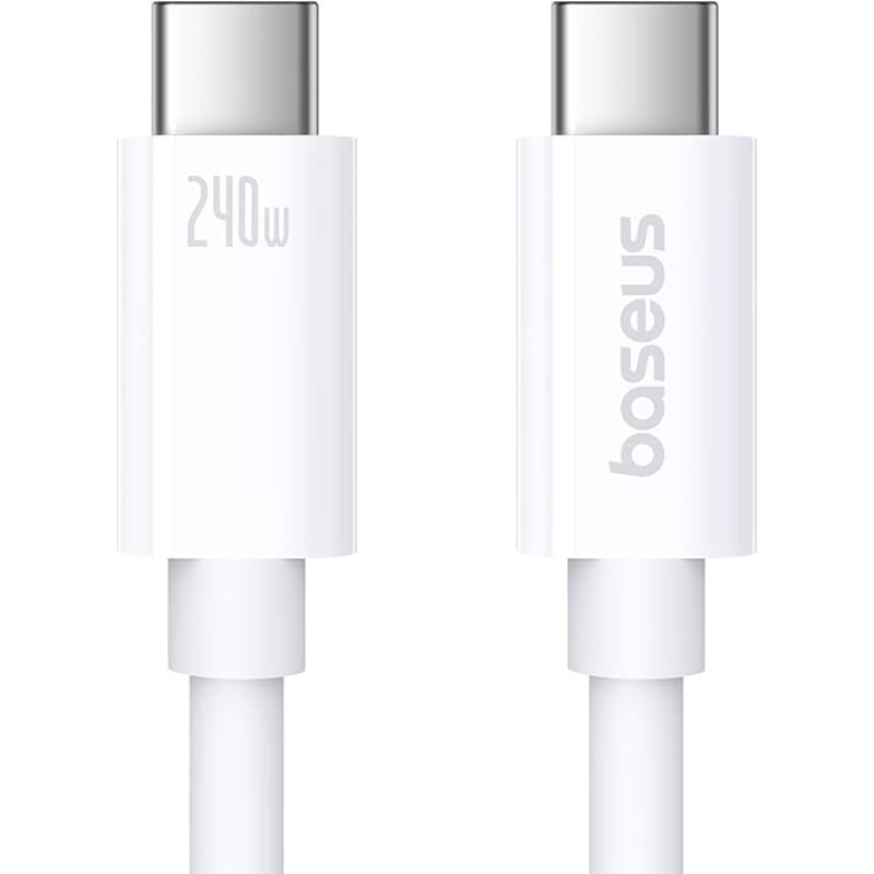 Baseus USB-C kabelis&nbsp;&mdash; USB-C&nbsp;240&nbsp;W PD 8K 60&nbsp;Hz 40&nbsp;Gb/s, 1&nbsp;m balts