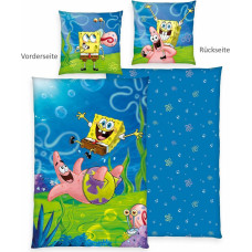 Kokvilnas gultas veļa 140x200 Spongebob zila krāsaina spilvendrāna 70x90 H24