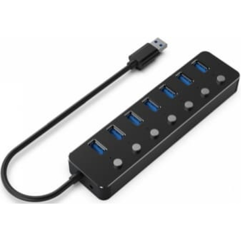 USB Centrmezgls Gembird USB 3.1 Powered 7-port Hub with Switches Black