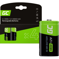 Green Cell Rechargeable Batteries 4x D R20 HR20 Ni-MH 1.2V 8000mAh