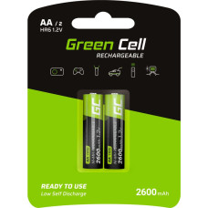 Green Cell Rechargeable Batteries 2x AA HR6 2600mAh