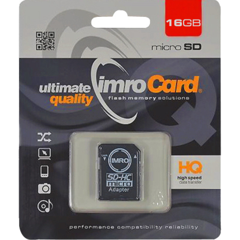 Imro memory card 16GB microSDHC cl. 6 + adapter