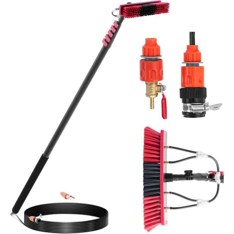 Ulsonix Teleskopiskā ūdens mazgā&scaron;anas birste ar &scaron;ļūteni logu, saules paneļu tīrī&scaron;anai, 8,9 m gara