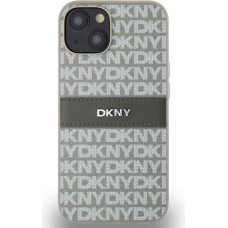 Dkny PU Leather Repeat Pattern Tonal Stripe Case for iPhone 14 Beige