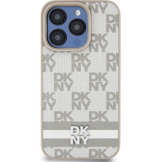 Dkny PU Leather Checkered Pattern and Stripe Case for iPhone 12|12 Pro Beige