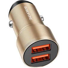 Borofone Car charger BZ19 Wisdom - 2xUSB - 12W gold