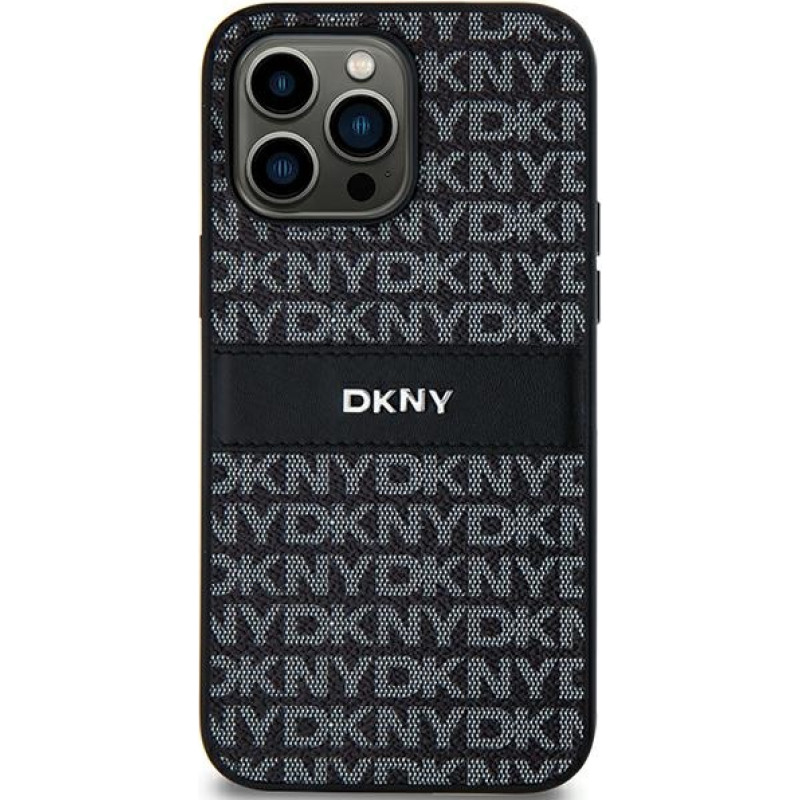 Dkny DKHCS24SPRTHSLK S24 S921  czarny|black hardcase Leather Mono Stripe & Metal Logo