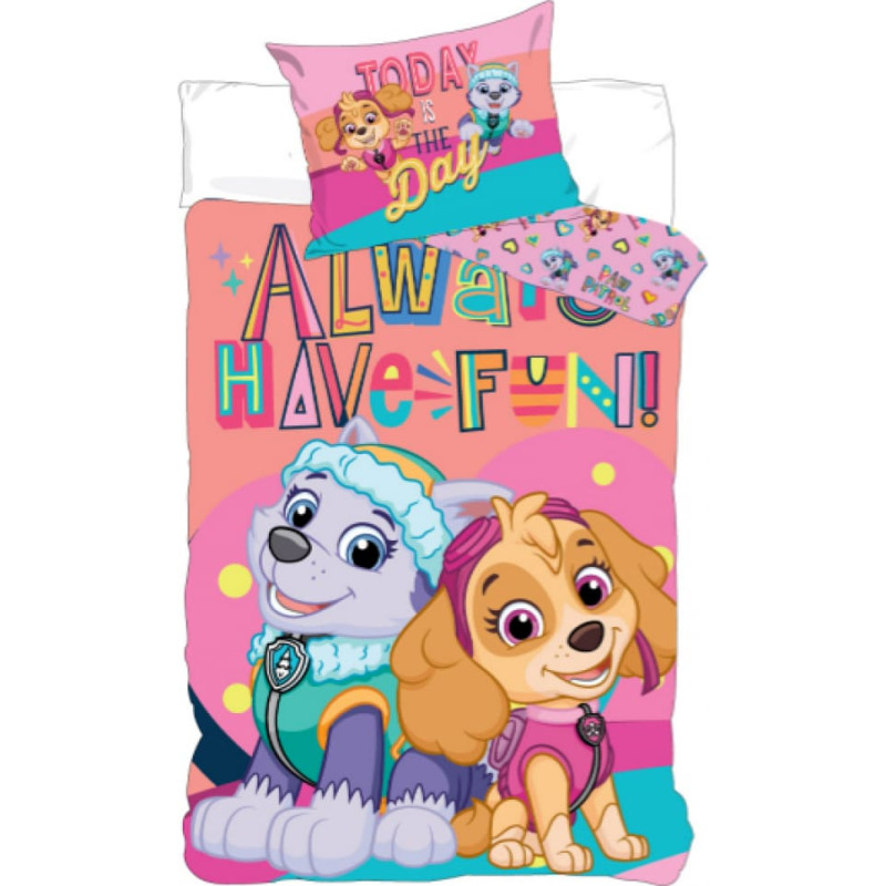 Kokvilnas gultas veļa 90x140 Paw Patrol rozā spilvendrāna 40x55 cm gultai S24