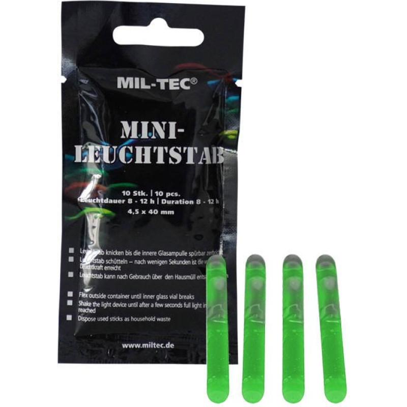 Mil-Tec - Gaismas spieķis - Mini - 4,5 x 40 mm - 10 gab - Zaļš - 14931501