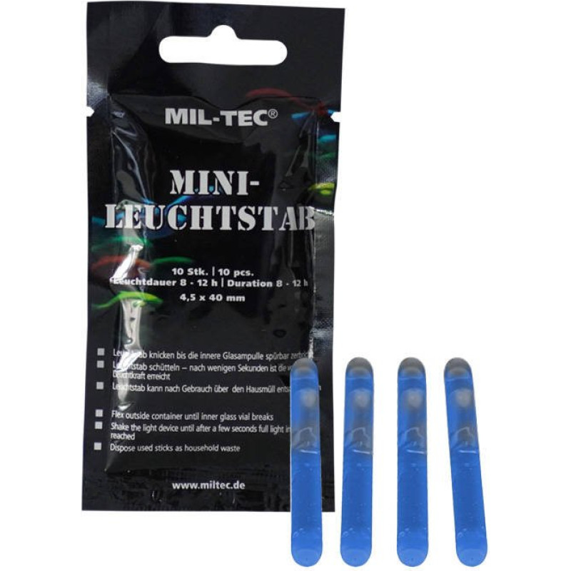 Mil-Tec - Gaismas spieķis - Mini - 4,5 x 40 mm - 10 gab - Zils - 14931503