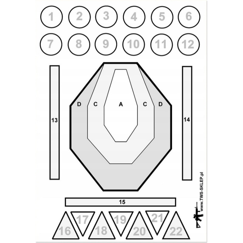 Tactical Weapon System - šaušanas mērķis TWS Drill IPSC