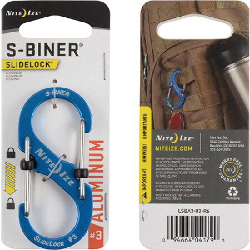 Nite Ize - S-Biner® SlideLock® Aluminum #3 - Zils - LSBA3-03-R6