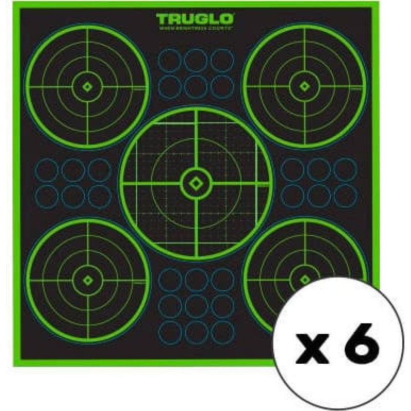 Truglo - Pa&scaron;līmējo&scaron;ie &scaron;au&scaron;anas mērķi TruSee - 5-Bull - 305 x 305 mm - Fluorescējo&scaron;s zaļ&scaron; - 6 gab - TG-TG13A6