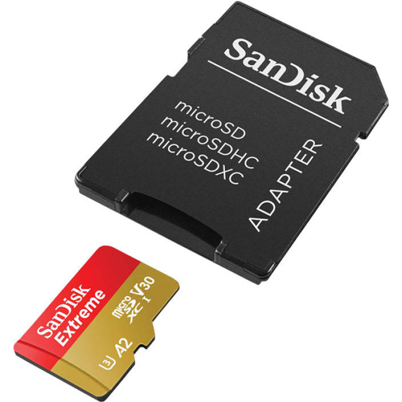 SANDISK EXTREME microSDXC 128 GB 190|90 MB|s UHS-I U3 ActionCam memory card (SDSQXAA-128G-GN6AA)