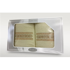Dvieļu komplekts kastītē 2 gab 50x90 70x140 Dāvanu krēma raksts 2 Frotex