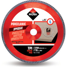 Rubi turbo TPI dimanta disks porcelāna keramikas griešanai leņķī, slapjš 250/25,4 mm, SUPERPRO klase, [31969]