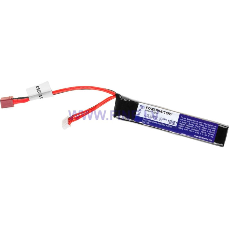 Pirate Arms Lipo 11.1V 1100mAh 20C Stock Tube Type T-Plug